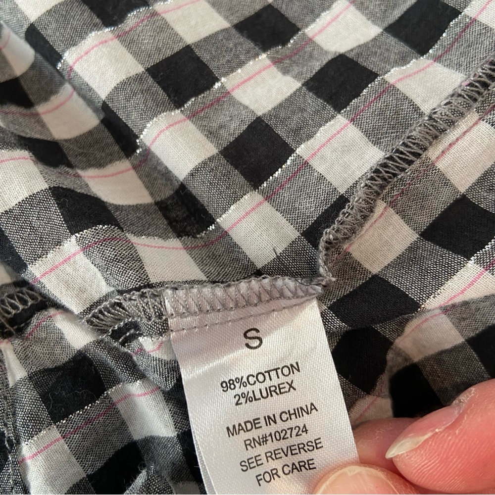 ANTHROPOLOGIE | Hester & Orchard Gingham Check Metallic Button Down Shirt Small - Picture 5 of 6